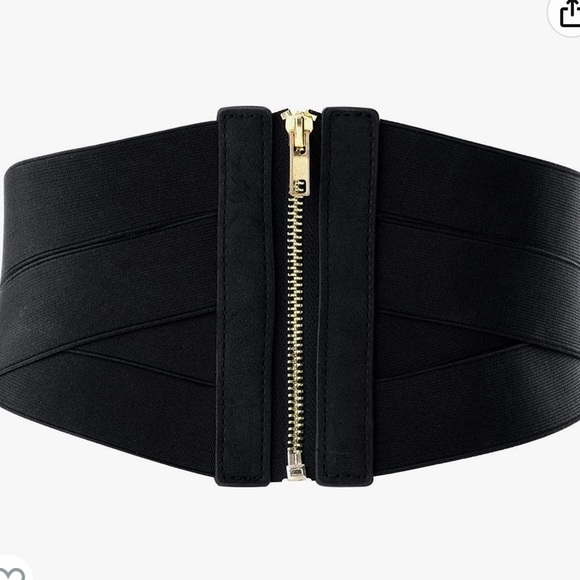 Elastic Women’s Wide Band Retro High Waist Black Corset Zip and Lace Up Belt - Picture 4 of 10